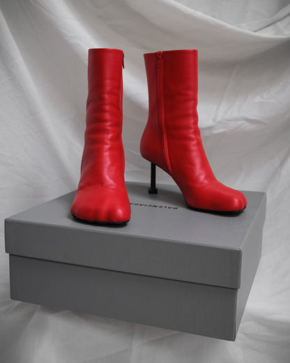 BALENCIAGA Red Leather Heel Anatomic Boots – EU 39
