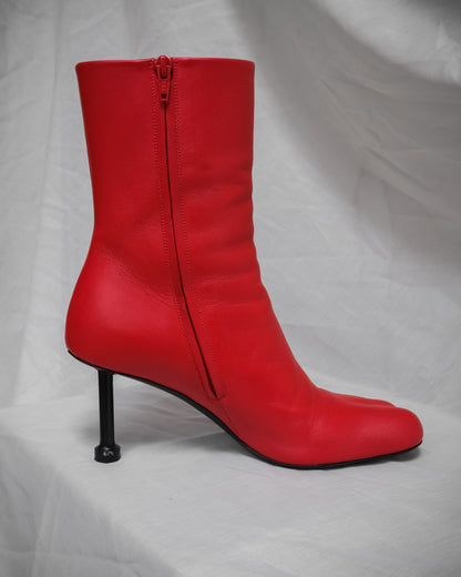 BALENCIAGA Red Leather Heel Anatomic Boots – EU 39