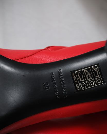BALENCIAGA Red Leather Heel Anatomic Boots – EU 39
