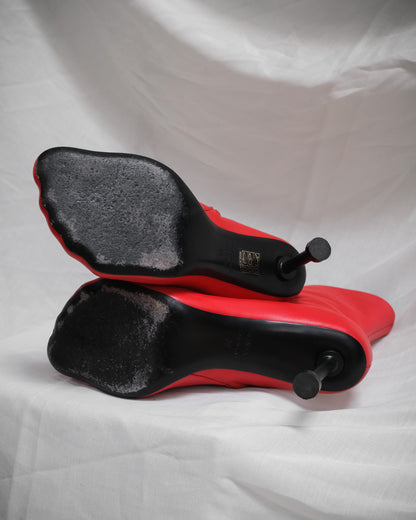 BALENCIAGA Red Leather Heel Anatomic Boots – EU 39