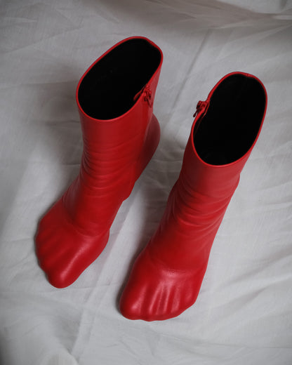 BALENCIAGA Red Leather Heel Anatomic Boots – EU 39