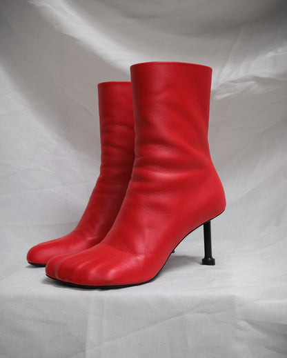 BALENCIAGA Red Leather Heel Anatomic Boots – EU 39