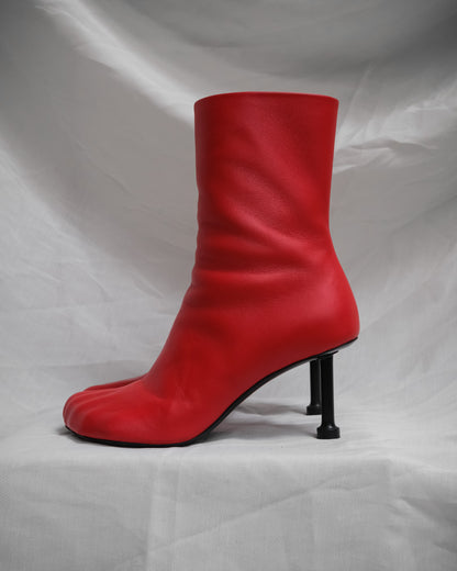 BALENCIAGA Red Leather Heel Anatomic Boots – EU 39
