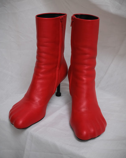 BALENCIAGA Red Leather Heel Anatomic Boots – EU 39