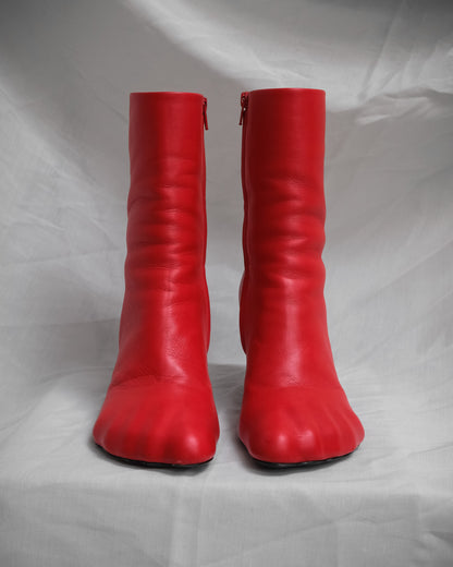 BALENCIAGA Red Leather Heel Anatomic Boots – EU 39