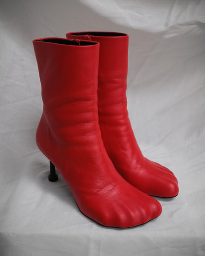 BALENCIAGA Red Leather Heel Anatomic Boots – EU 39