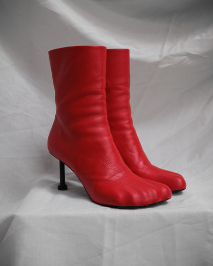 BALENCIAGA Red Leather Heel Anatomic Boots – EU 39