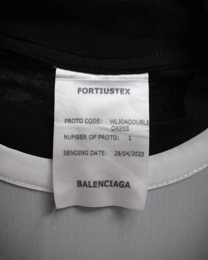 BALENCIAGA Wet-Look Mesh Prototype Dress, SS 2024