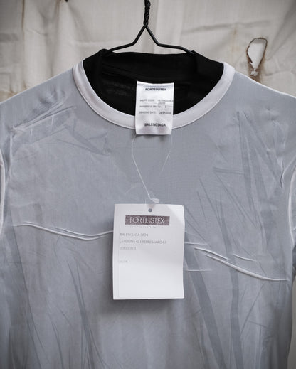 BALENCIAGA Wet-Look Mesh Prototype Dress, SS 2024