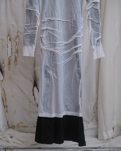 BALENCIAGA Wet-Look Mesh Prototype Dress, SS 2024