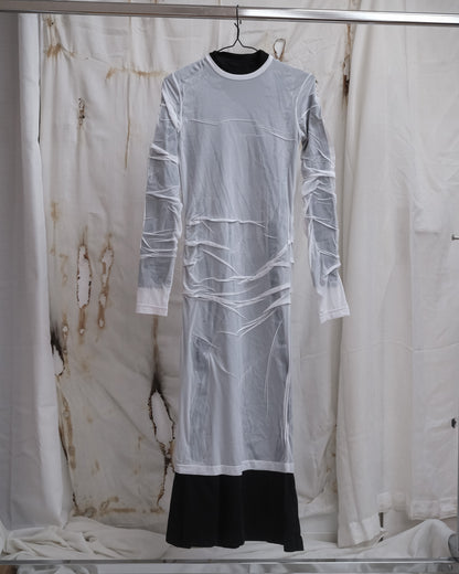 BALENCIAGA Wet-Look Mesh Prototype Dress, SS 2024