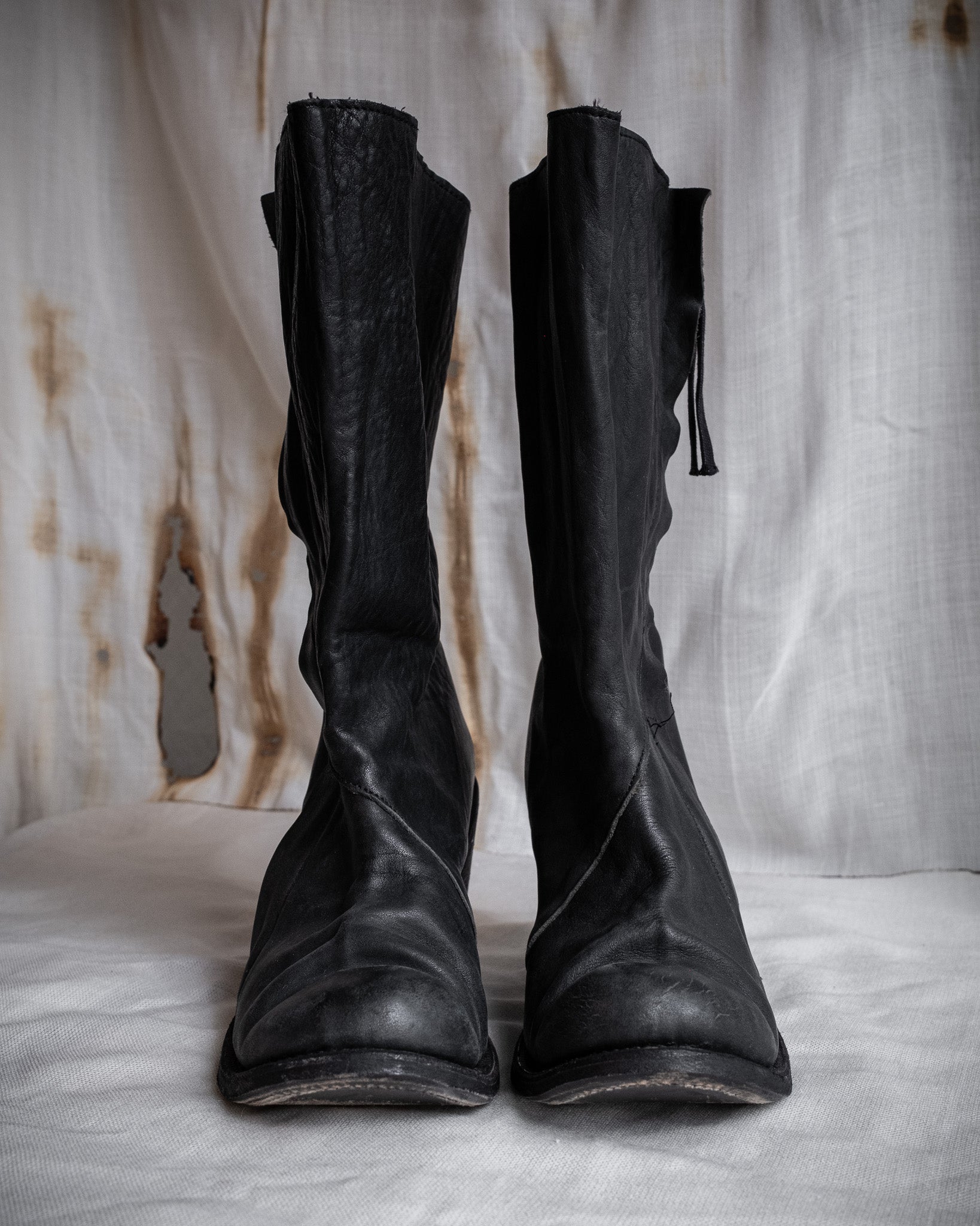 Rare Boris Bidjan Saberi black zip leather boots, size EU 39, avant-garde archive footwear