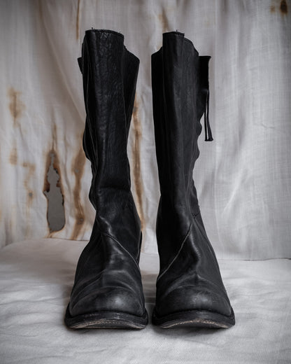 Rare Boris Bidjan Saberi black zip leather boots, size EU 39, avant-garde archive footwear