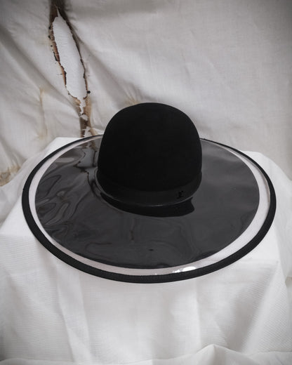 CHANEL Rare Transparent PVC Double Brim Wool Hat