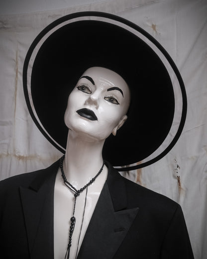 Chanel double brim hat with transparent PVC overlay over wool base, early 2000s sculptural designer piece