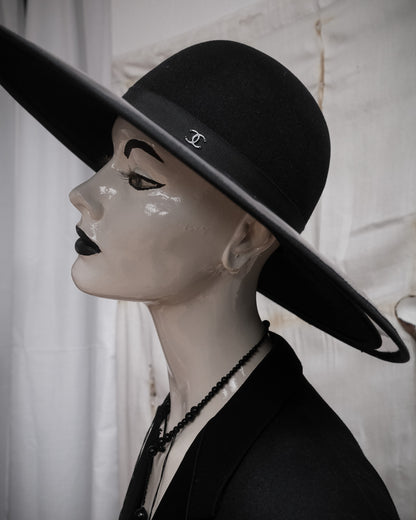 CHANEL Rare Transparent PVC Double Brim Wool Hat