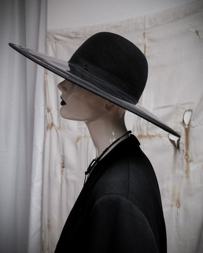 CHANEL Rare Transparent PVC Double Brim Wool Hat