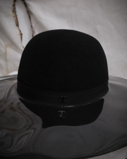 CHANEL Rare Transparent PVC Double Brim Wool Hat