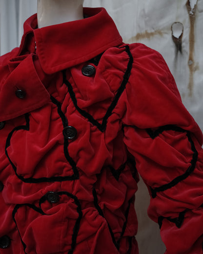 COMME DES GARÇONS Runway FW2008 Red Heart Velvet Coat