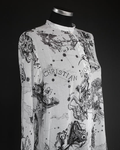 CHRISTIAN DIOR Dioriviera Zodiac Long Blouse in Cotton Muslin