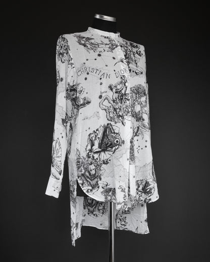 CHRISTIAN DIOR Dioriviera Zodiac Long Blouse in Cotton Muslin