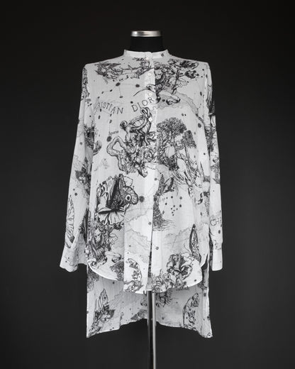 CHRISTIAN DIOR Dioriviera Zodiac Long Blouse in Cotton Muslin