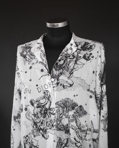 CHRISTIAN DIOR Dioriviera Zodiac Long Blouse in Cotton Muslin