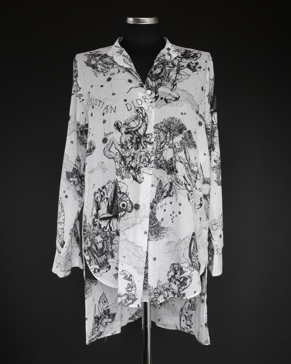 CHRISTIAN DIOR Dioriviera Zodiac Long Blouse in Cotton Muslin