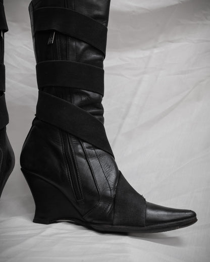 DIRK BIKKEMBERGS Vintage Black Leather Bondage Boots, 2003 – EU 38
