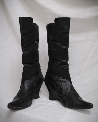 DIRK BIKKEMBERGS Vintage Black Leather Bondage Boots, 2003 – EU 38