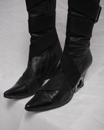 DIRK BIKKEMBERGS Vintage Black Leather Bondage Boots, 2003 – EU 38