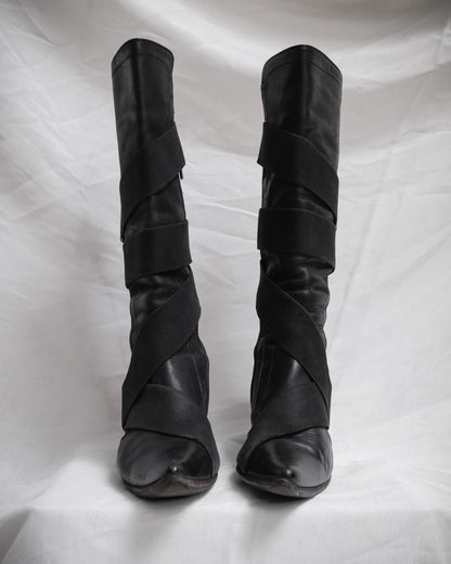 DIRK BIKKEMBERGS Vintage Black Leather Bondage Boots, 2003 – EU 38