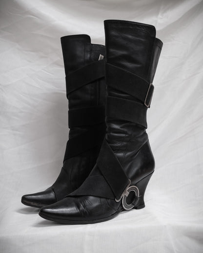 DIRK BIKKEMBERGS Vintage Black Leather Bondage Boots, 2003 – EU 38