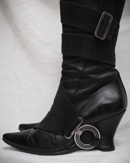 DIRK BIKKEMBERGS Vintage Black Leather Bondage Boots, 2003 – EU 38