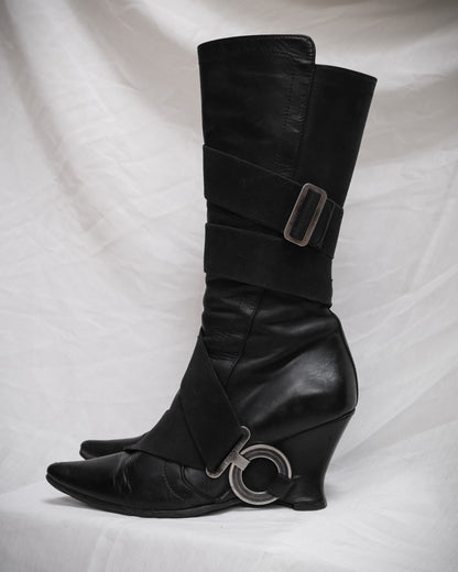 DIRK BIKKEMBERGS Vintage Black Leather Bondage Boots, 2003 – EU 38