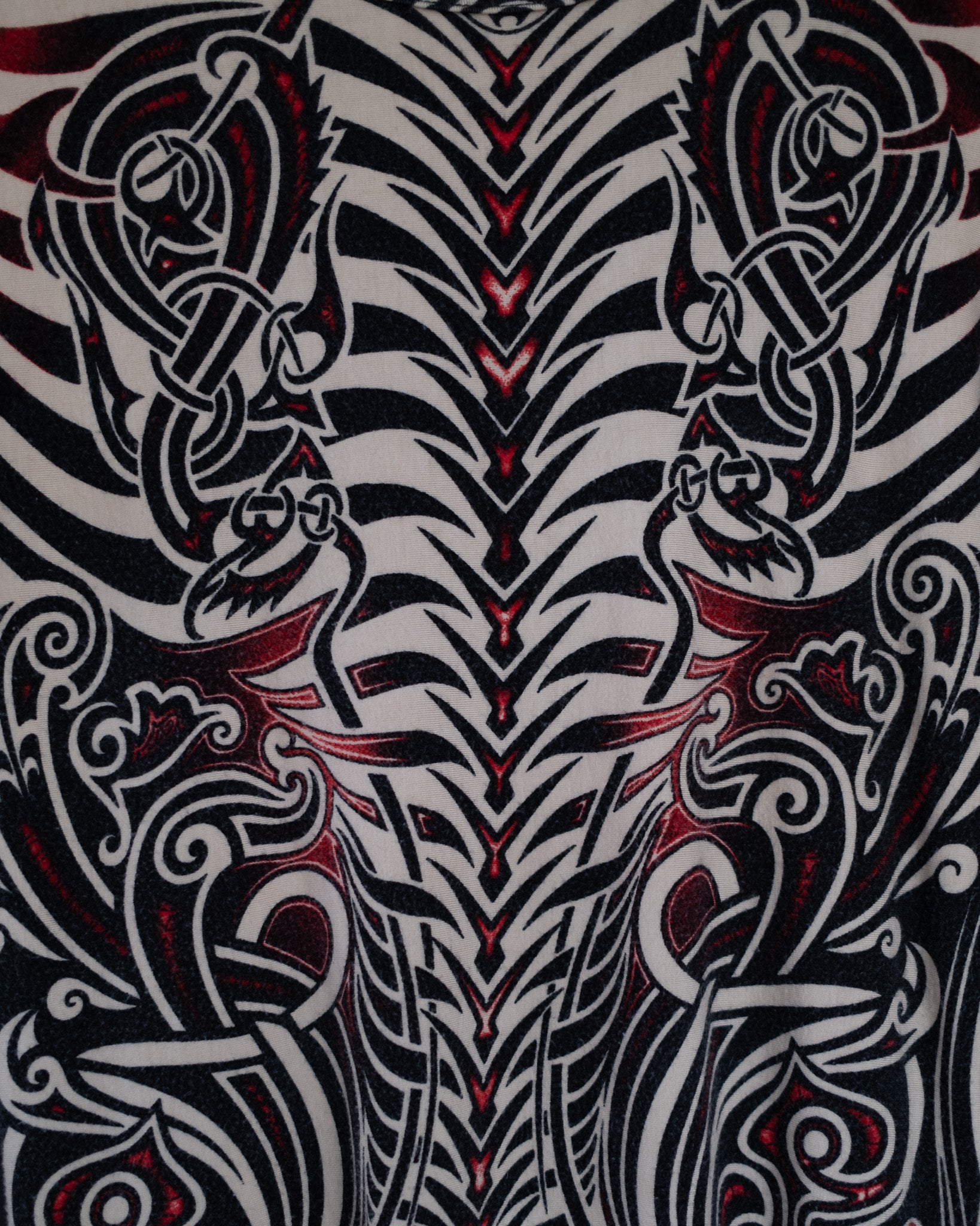 Detailed view on Jean Paul Gaultier Cyberbaba 1996 tribal tattoo tee