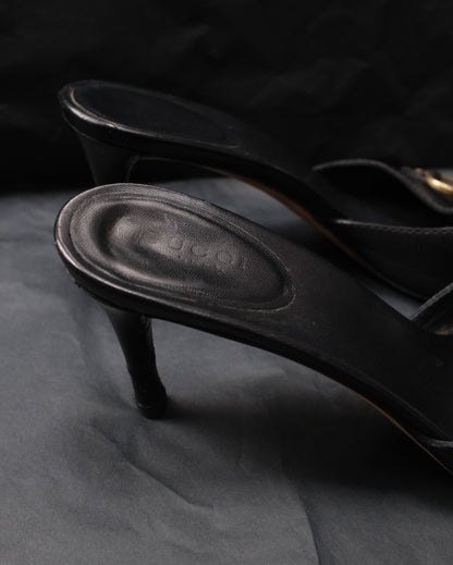 GUCCI Tom Ford Era Horsebit Leather Mules Heels, EU 37.5