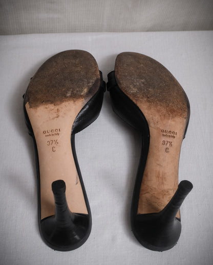 GUCCI Tom Ford Era Horsebit Leather Mules Heels, EU 37.5