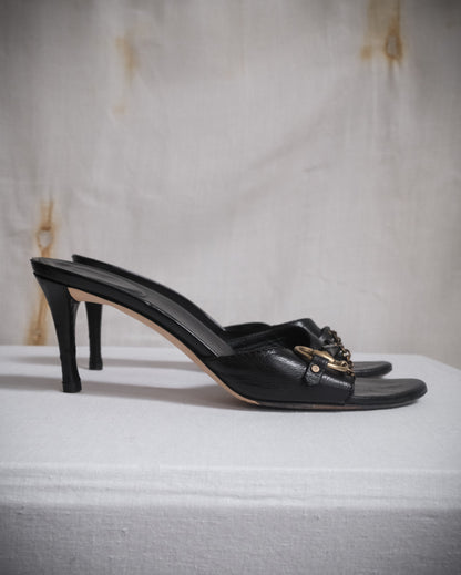 GUCCI Tom Ford Era Horsebit Leather Mules Heels, EU 37.5