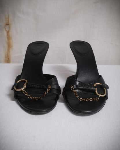 GUCCI Tom Ford Era Horsebit Leather Mules Heels, EU 37.5