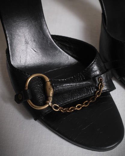 GUCCI Tom Ford Era Horsebit Leather Mules Heels, EU 37.5
