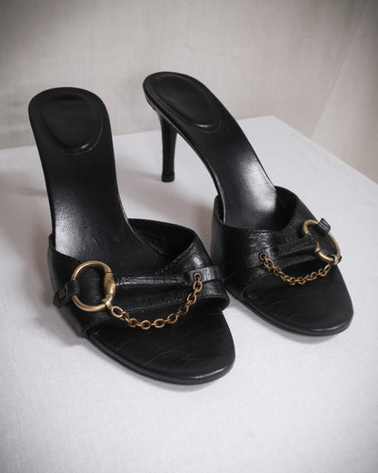GUCCI Tom Ford Era Horsebit Leather Mules Heels, EU 37.5