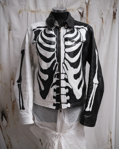 Handpainted Skeleton Vintage Leather Jacket