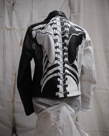 Handpainted Skeleton Vintage Leather Jacket