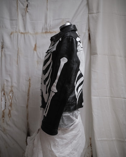 Handpainted Skeleton Vintage Leather Jacket