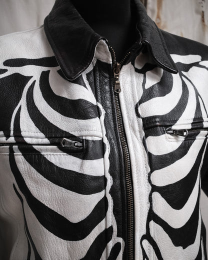 Handpainted Skeleton Vintage Leather Jacket
