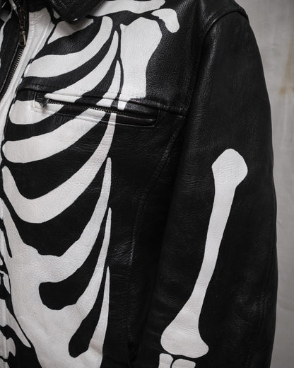 Handpainted Skeleton Vintage Leather Jacket