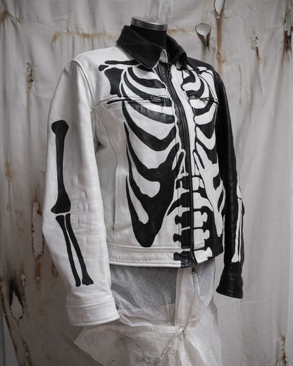 Handpainted Skeleton Vintage Leather Jacket