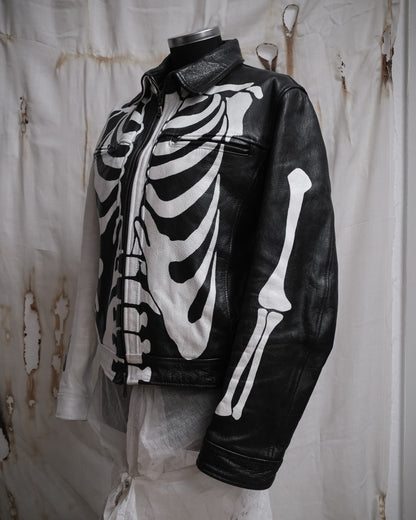 Handpainted Skeleton Vintage Leather Jacket