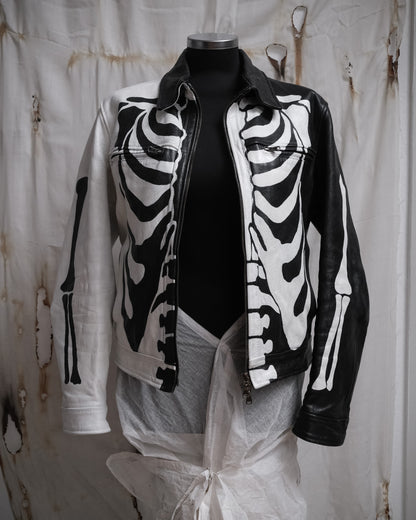 Handpainted Skeleton Vintage Leather Jacket